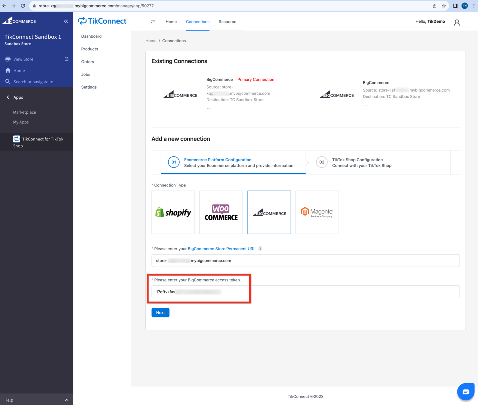 TikConnect BigCommerce Connector User Guide